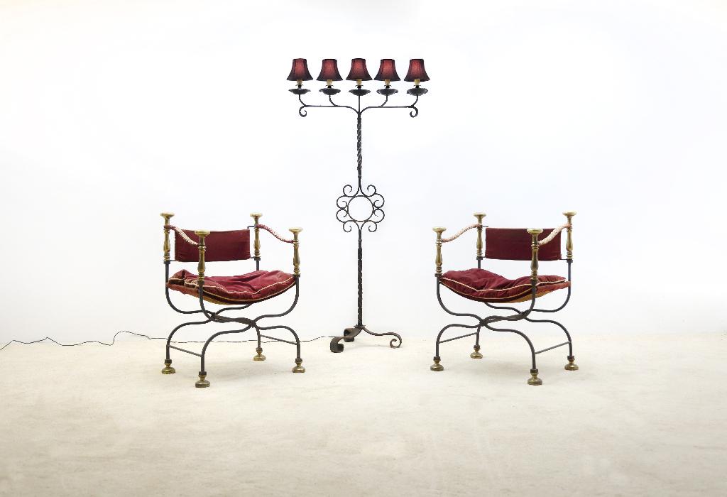 RAR 2X fauteuil Savonarola ITALIEN 1900 vintage design 1850, Enlèvement