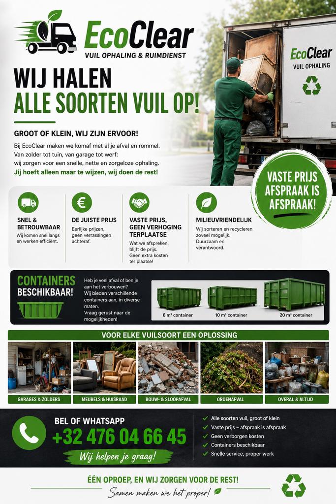 EcoClear – Professionele vuilophaling zonder verrassingen, Diensten en Vakmensen, Overige Diensten