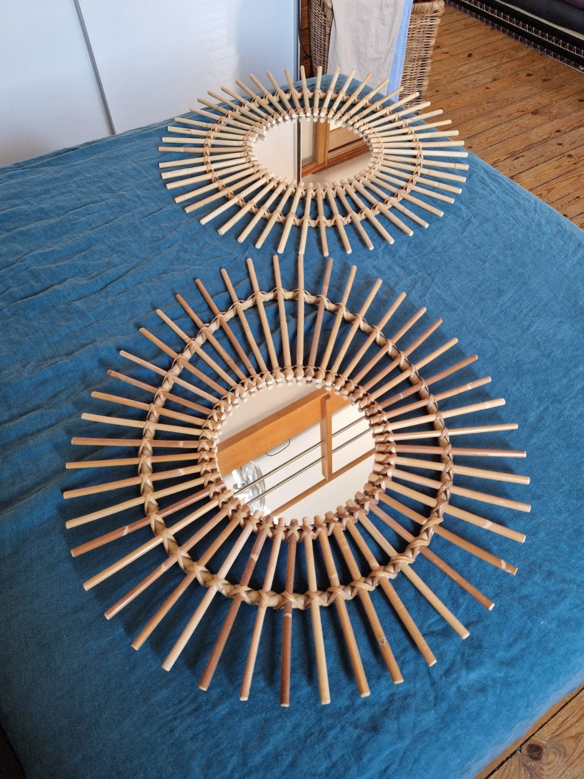 Miroirs soleil en rotin, lot de 2, Maison & Meubles, Enlèvement