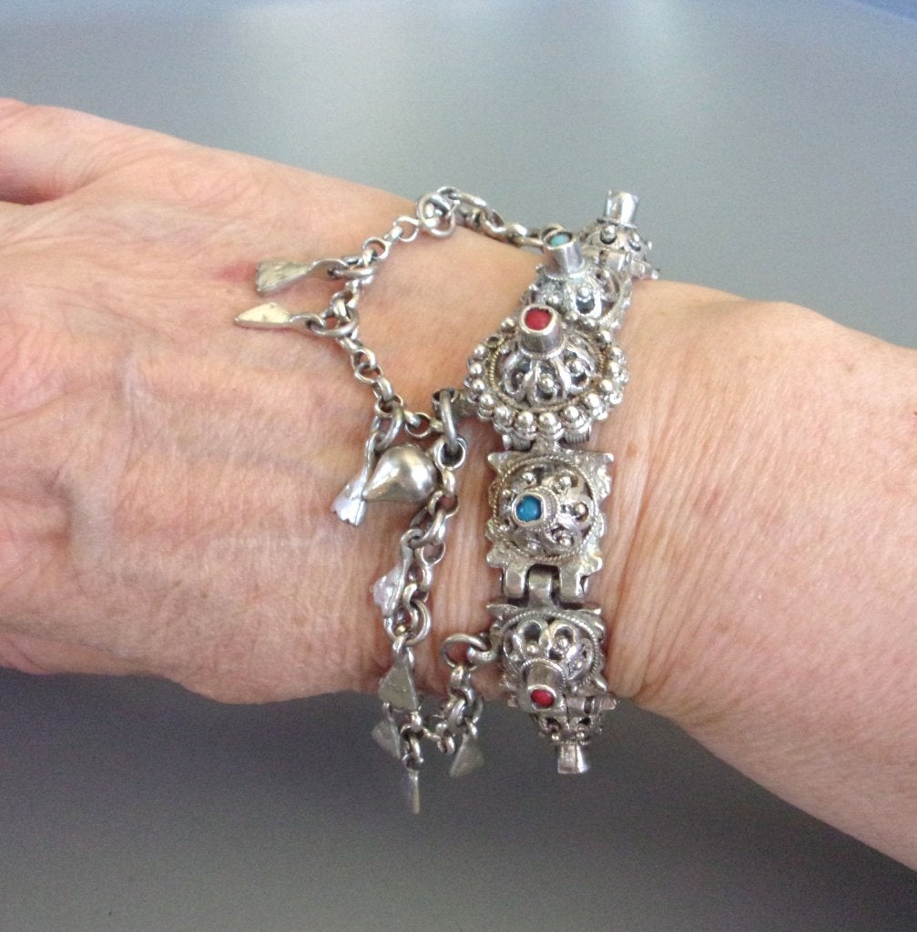 Oude Berber zilveren armband van Zuid-Marokko Sahara, Ophalen of Verzenden, Gebruikt, Zilver, Zilver