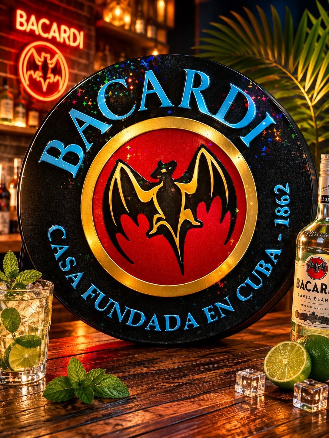 Deze Bacardi LED lichtreclame is een absolute must-have, Verzamelen, Ophalen of Verzenden, Nieuw, Lichtbak of (neon) lamp