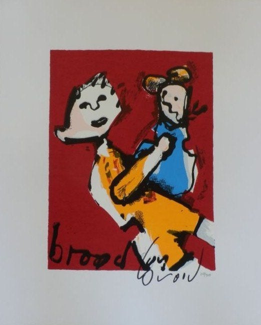 Herman Brood - "Moeder En Kind", Gesigneerd, Verzenden, Zeefdruk