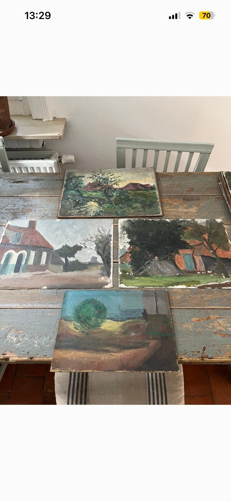 SCHILDERIJ OLIEVERF VLAAMS LANDSCHAP 4 STUKS, Ophalen of Verzenden, Olieverf, Landschap