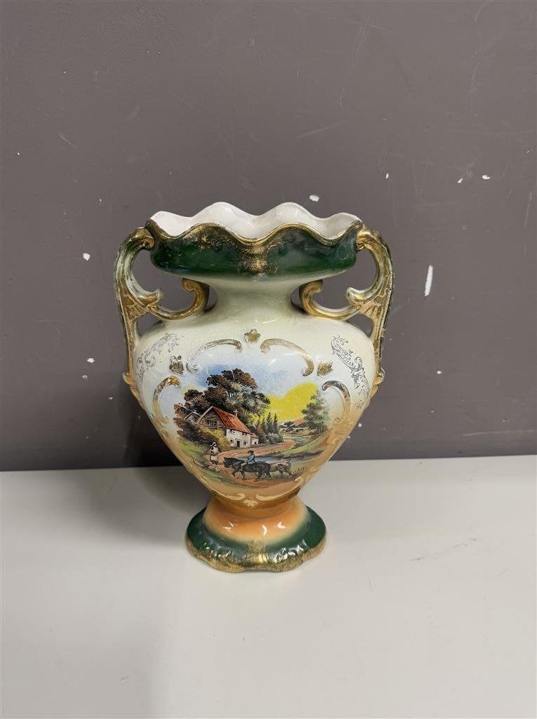 oude vaas - New Victor Gilded Vase With Rural Scenery, Ophalen of Verzenden