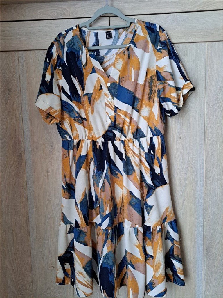 Jurk met grote print maat XL/44, Maat 42/44 (L), Nieuw, Ophalen of Verzenden, Boven de knie