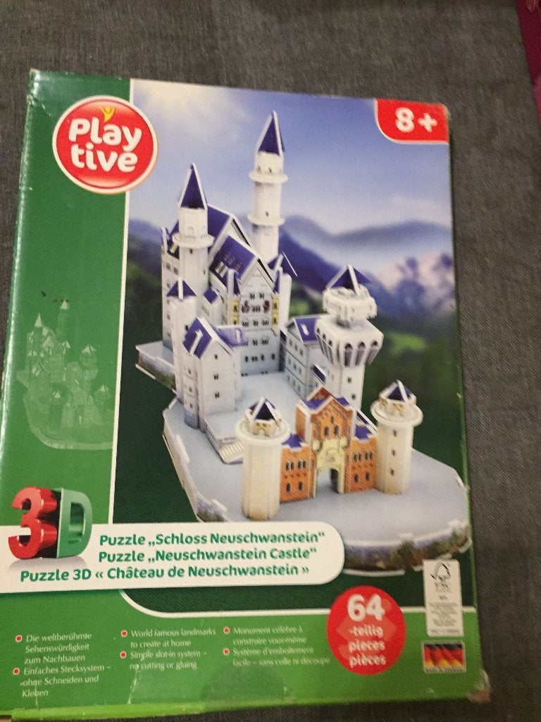 3D Puzzel 64 stuks Neuschwanstein, Ophalen of Verzenden, Minder dan 500 stukjes, Nieuw, Rubik's of 3D-puzzel