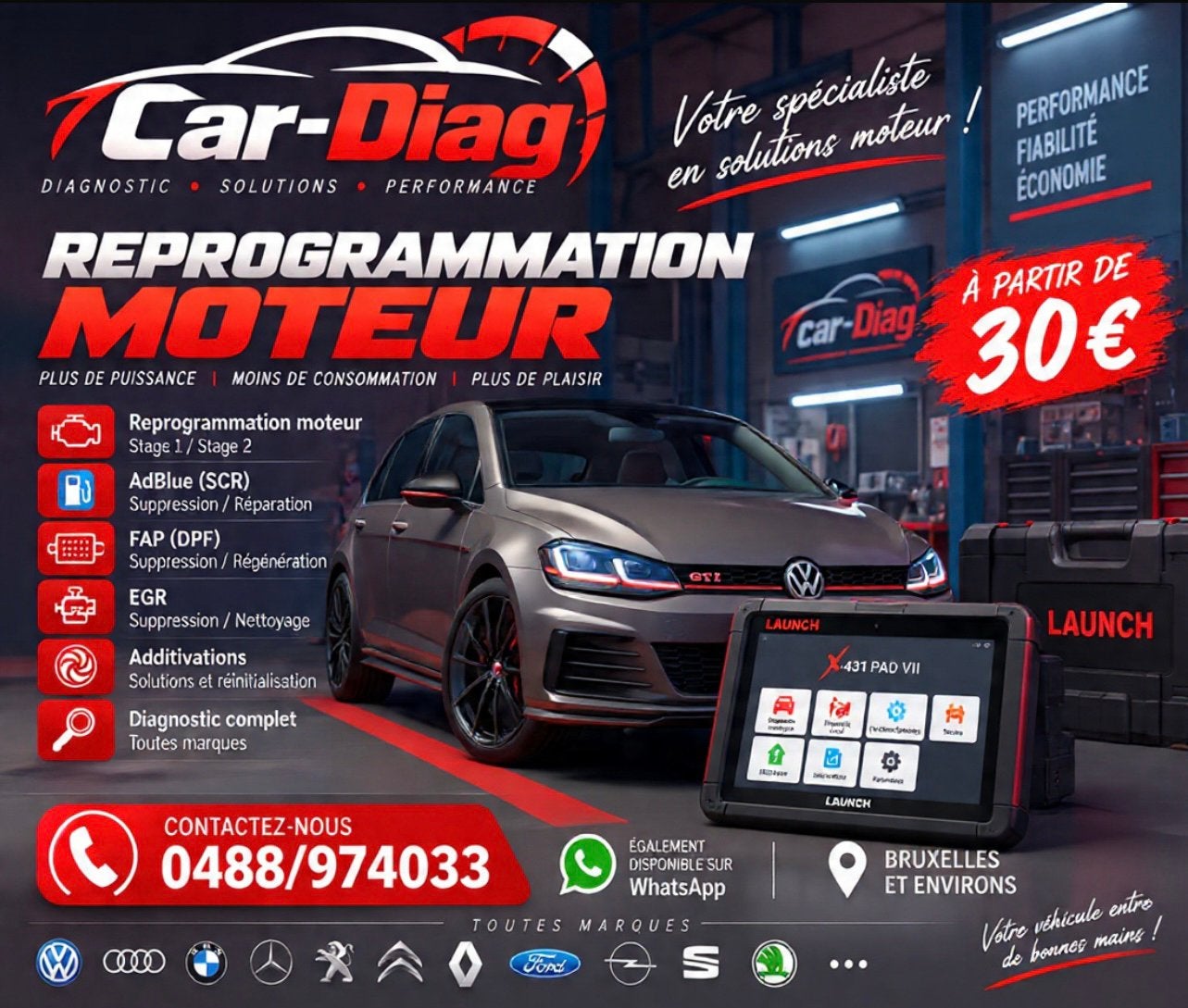 Reprogrammation + Diagnostic + solution, Enlèvement