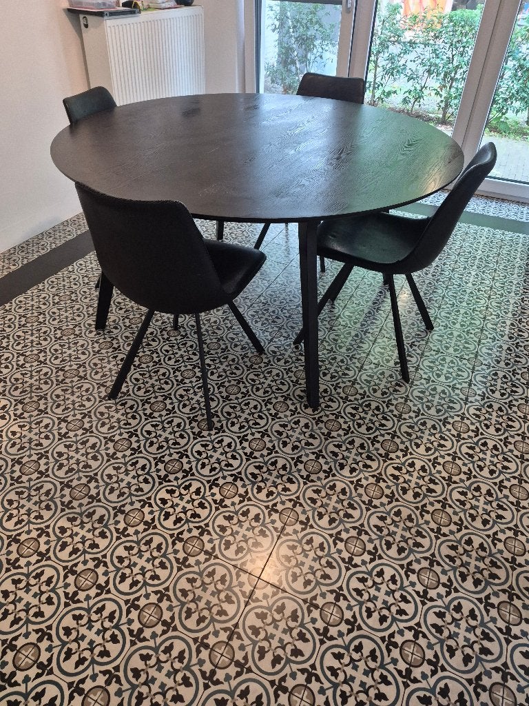 Ronde eettafel met stoelen, Huis en Inrichting, Ophalen, Gebruikt, 100 tot 150 cm, Rond