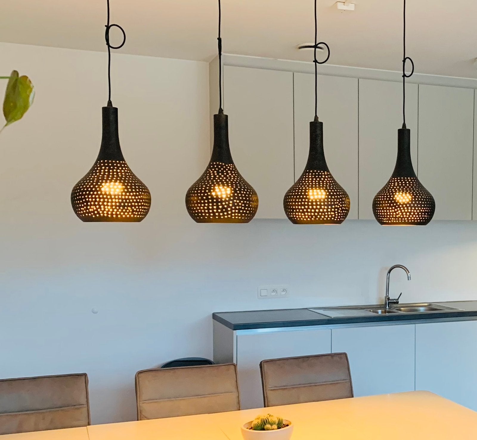 Lumidora hanglamp zwart goud bruin metaal industrial design, Comme neuf, Enlèvement, E27 (grand), Métal