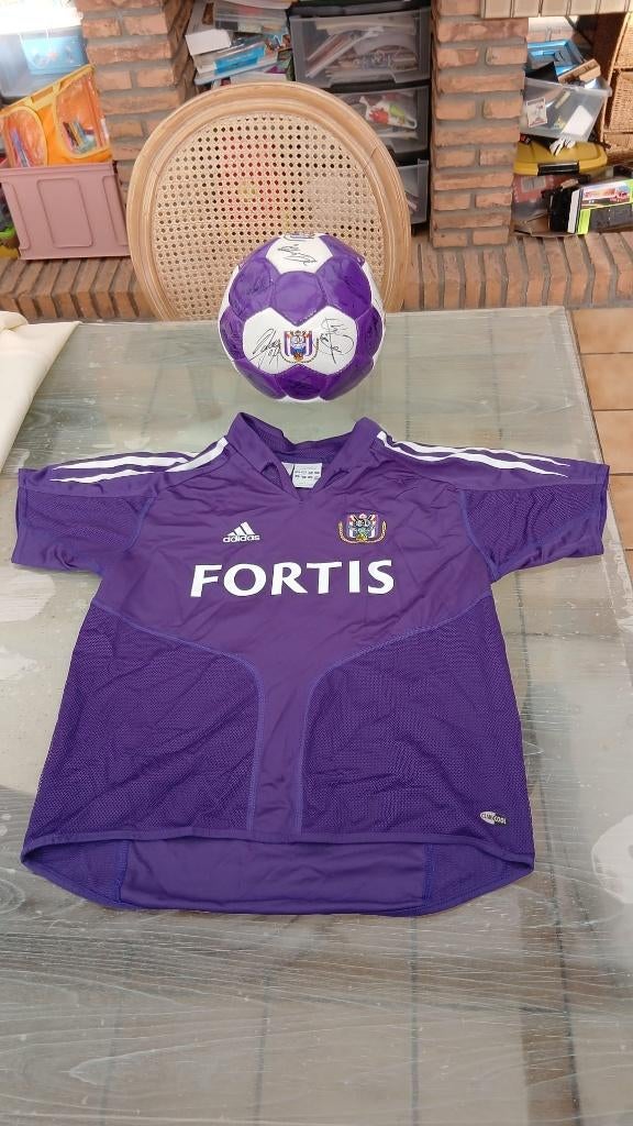 maillot de foot enfant anderlecht + ballon dédicassé, Enlèvement, Utilisé, Maillot