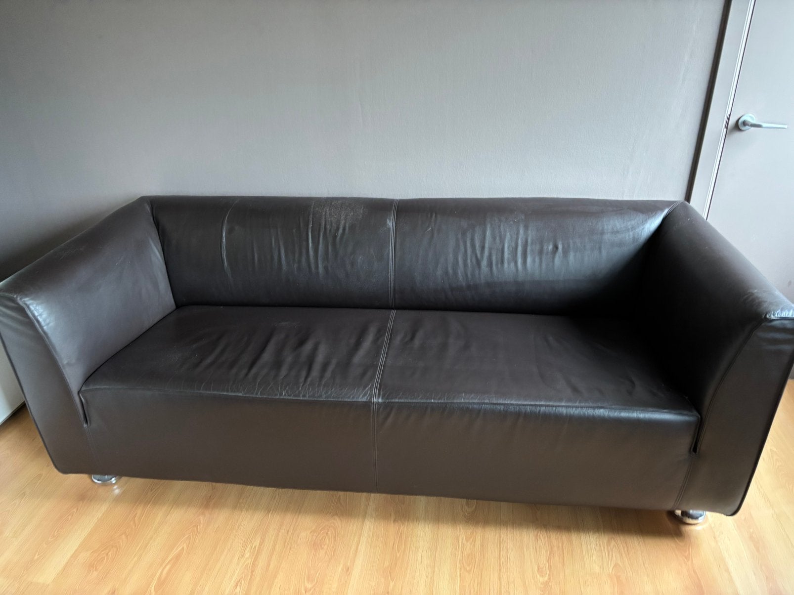 Lederen salon: 2x 1 zit & 1x 3 zit, Huis en Inrichting, Ophalen, Overige maten, Zo goed als nieuw, Modern
