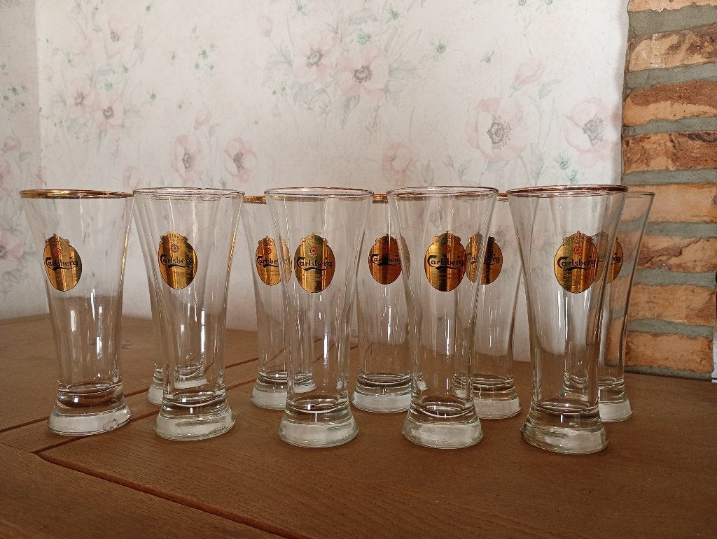 Lot van 10 vintage Carlsberg glazen, Verzamelen, Ophalen, Gebruikt, Bierglas