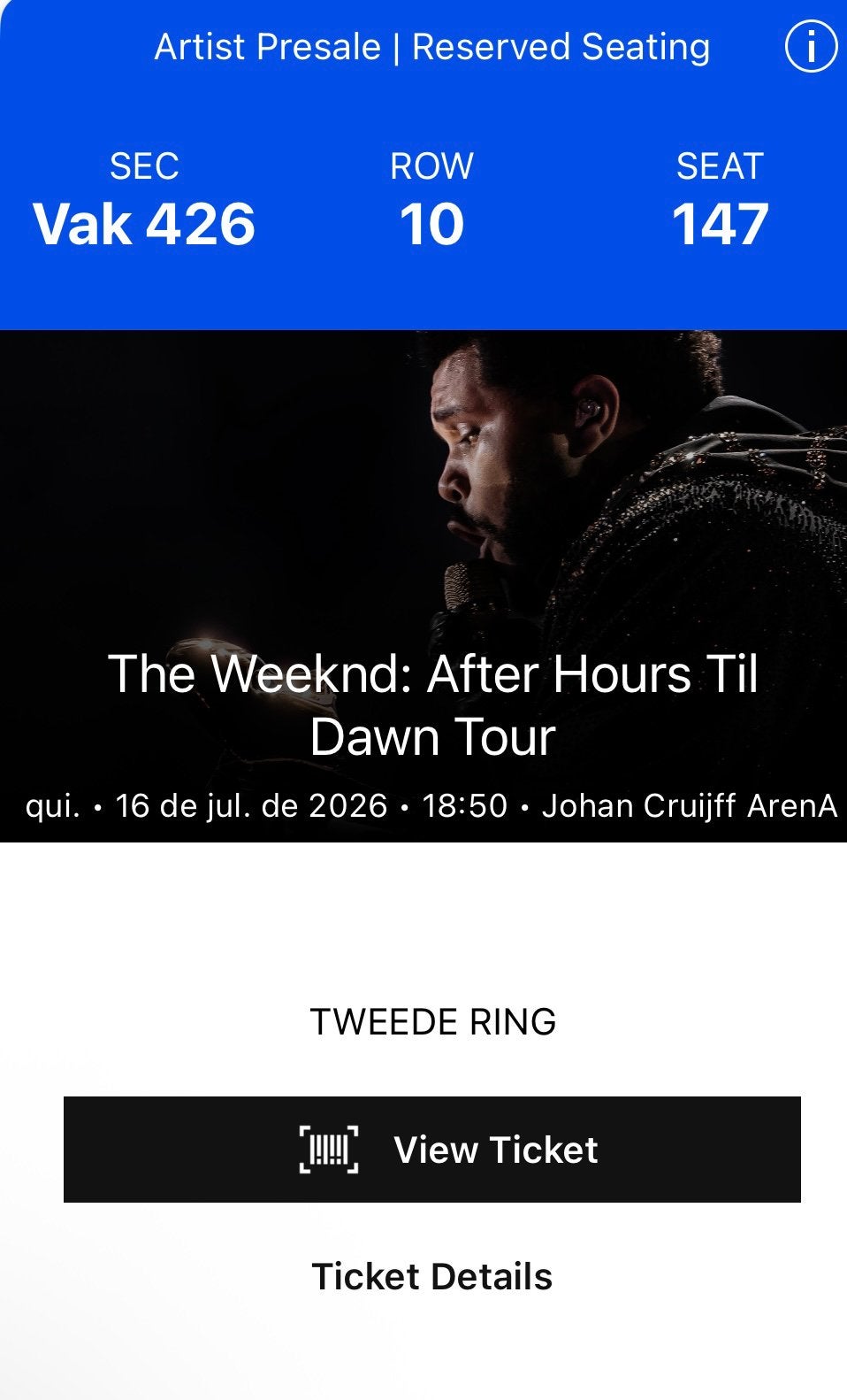 2 The weeknd tickets, Tickets en Kaartjes, Twee personen