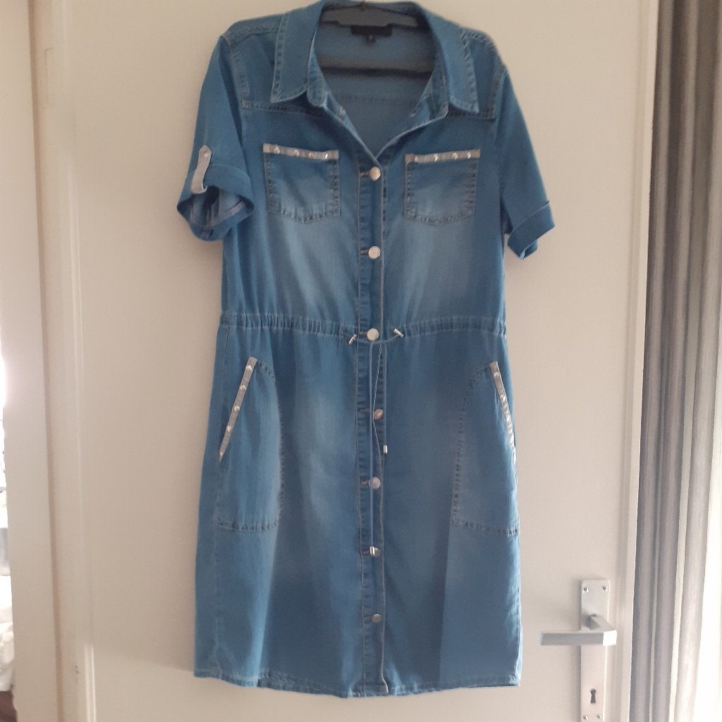 jurk Eva Kayan maat 38 blauw, Maat 38/40 (M), Eva Kayan, Zo goed als nieuw, Boven de knie