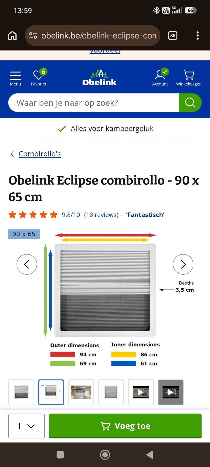 Rolluiken nieuw 90x65, Caravans en Kamperen, Ophalen