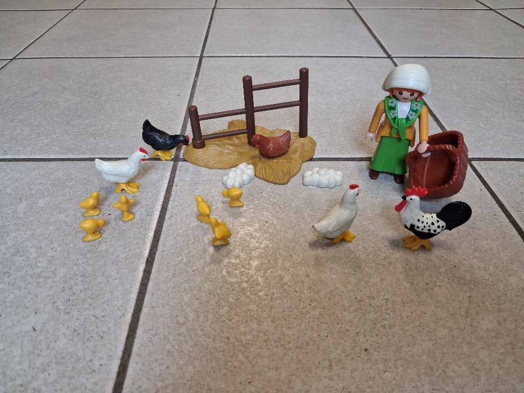 Playmobile Set 3076 - Fermière avec poulets, Utilisé, Autres types, Country, Kit complet
