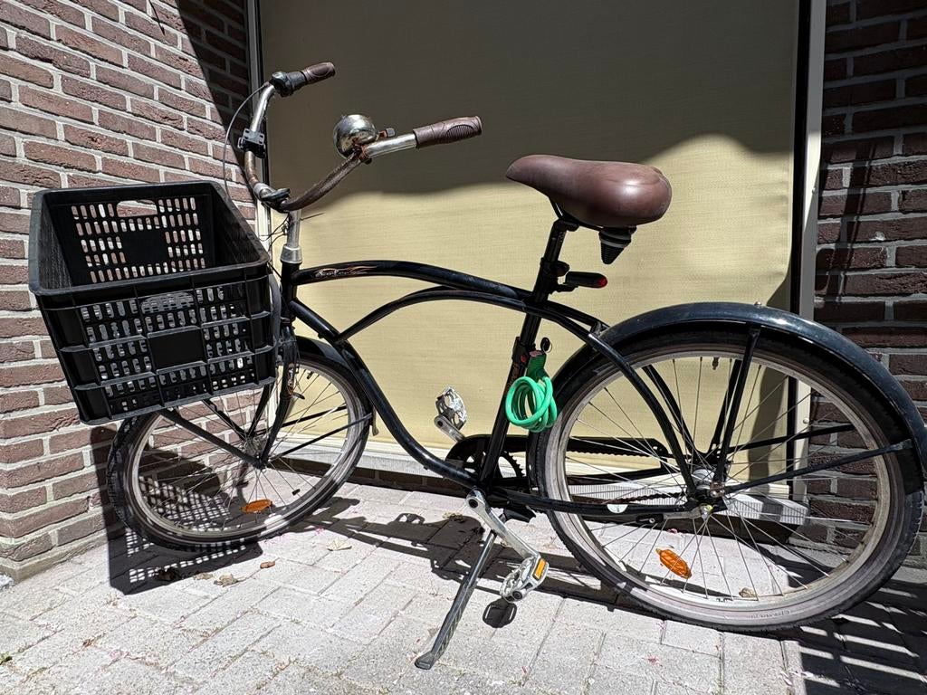 Heren fiets met bak 28 inch, Fietsen en Brommers, Overige merken, Gebruikt, Ophalen of Verzenden, Minder dan 10 versnellingen