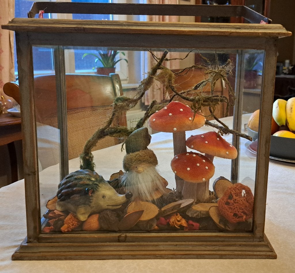 herfsttafereeltje in glazen bakje, Ophalen, Gebruikt, Meerkleurig, Landelijk