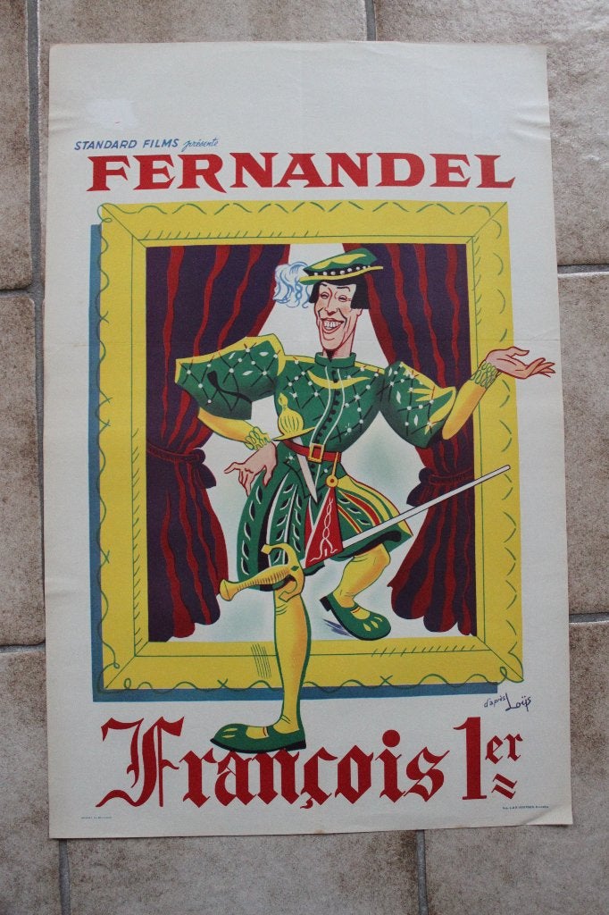 filmaffiche Fernandel François premier filmposter, Rechthoekig Staand, Ophalen of Verzenden, Zo goed als nieuw, A1 t/m A3