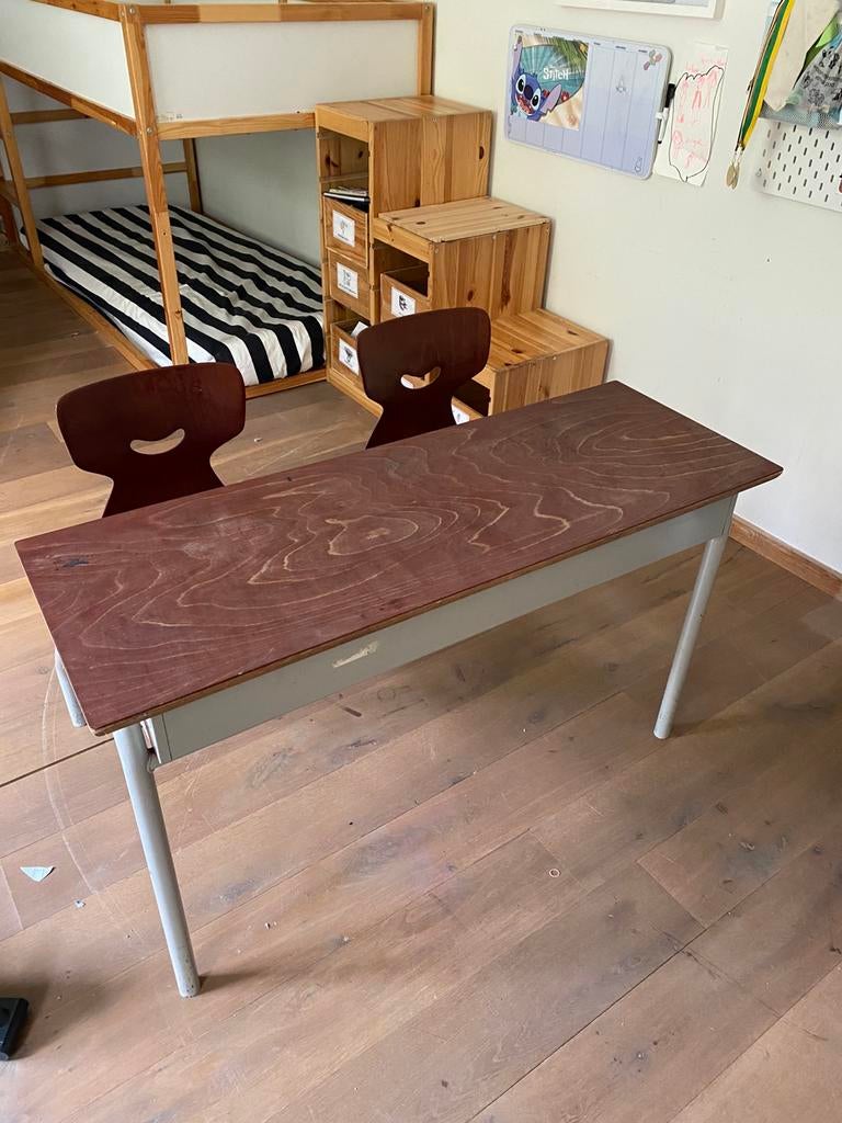 Vintage kinderbureau schoolbank, Ophalen, Gebruikt, Tafel(s) en Stoel(en)