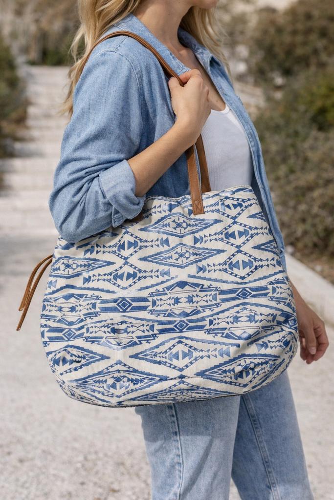 Strandtas van six, Handtassen en Accessoires, Tassen | Damestassen, Ophalen of Verzenden, Zo goed als nieuw, Blauw, Shopper