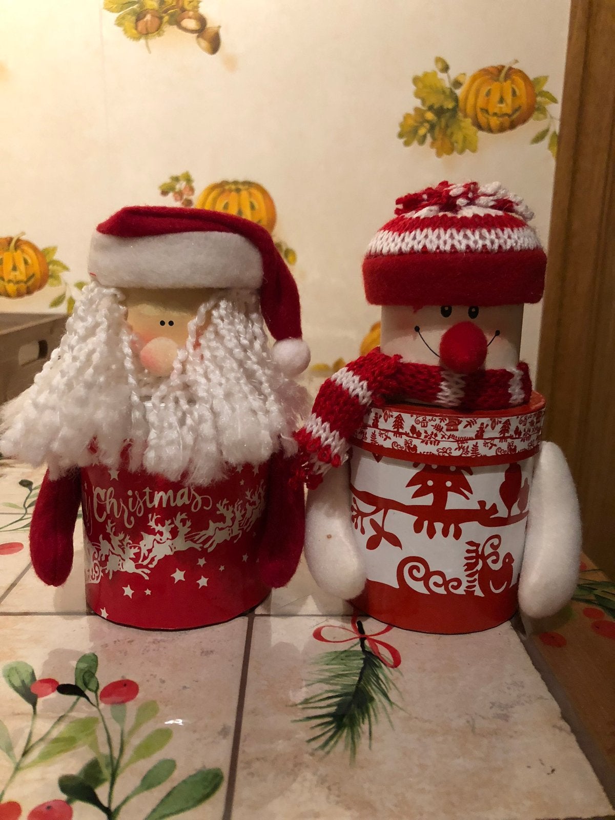 Set van 2 vintage dozen voor kerstman en sneeuwpop, Ophalen of Verzenden, Nieuw
