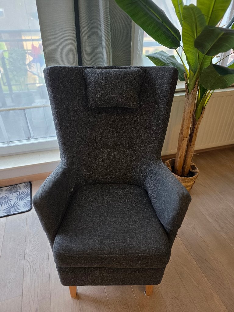 🛋️ Fauteuil IKEA OMTÄNKSAM gris foncé - Très bon état, Huis en Inrichting, Fauteuils, Ophalen, Zo goed als nieuw, Stof