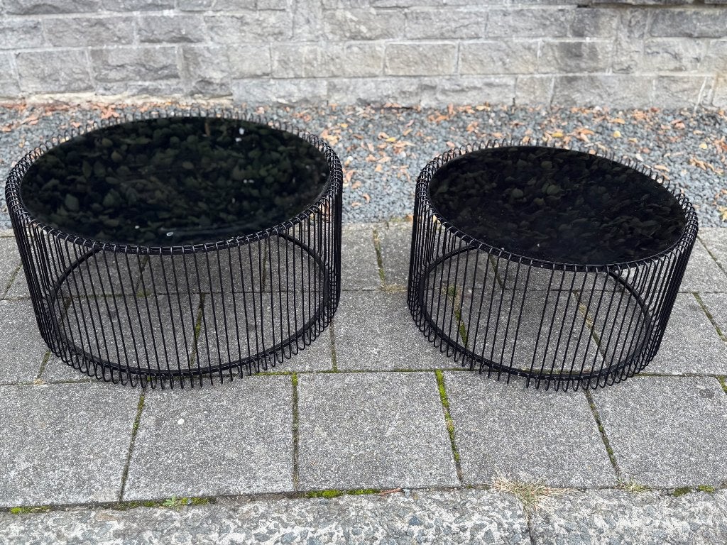 2 tables basses KARE Design Wire – verre noir / métal, Maison & Meubles, Enlèvement, Utilisé, Verre