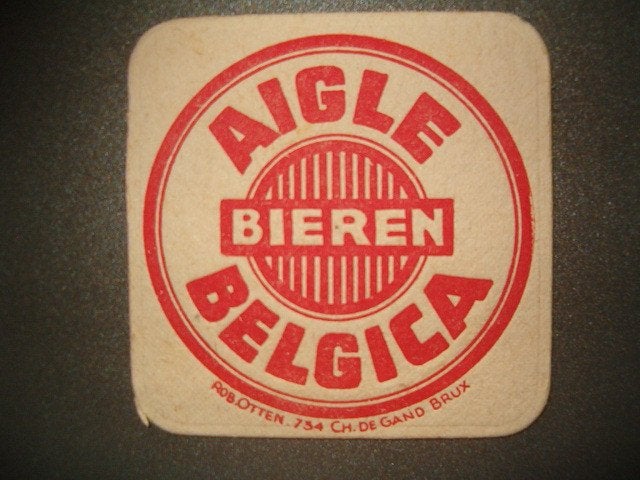 Sous-bock Aigle Belgica Bruges : Avant-guerre : 94 x 94 mm, Collections, Marques de bière, Enlèvement ou Envoi, Utilisé, Sous-bock