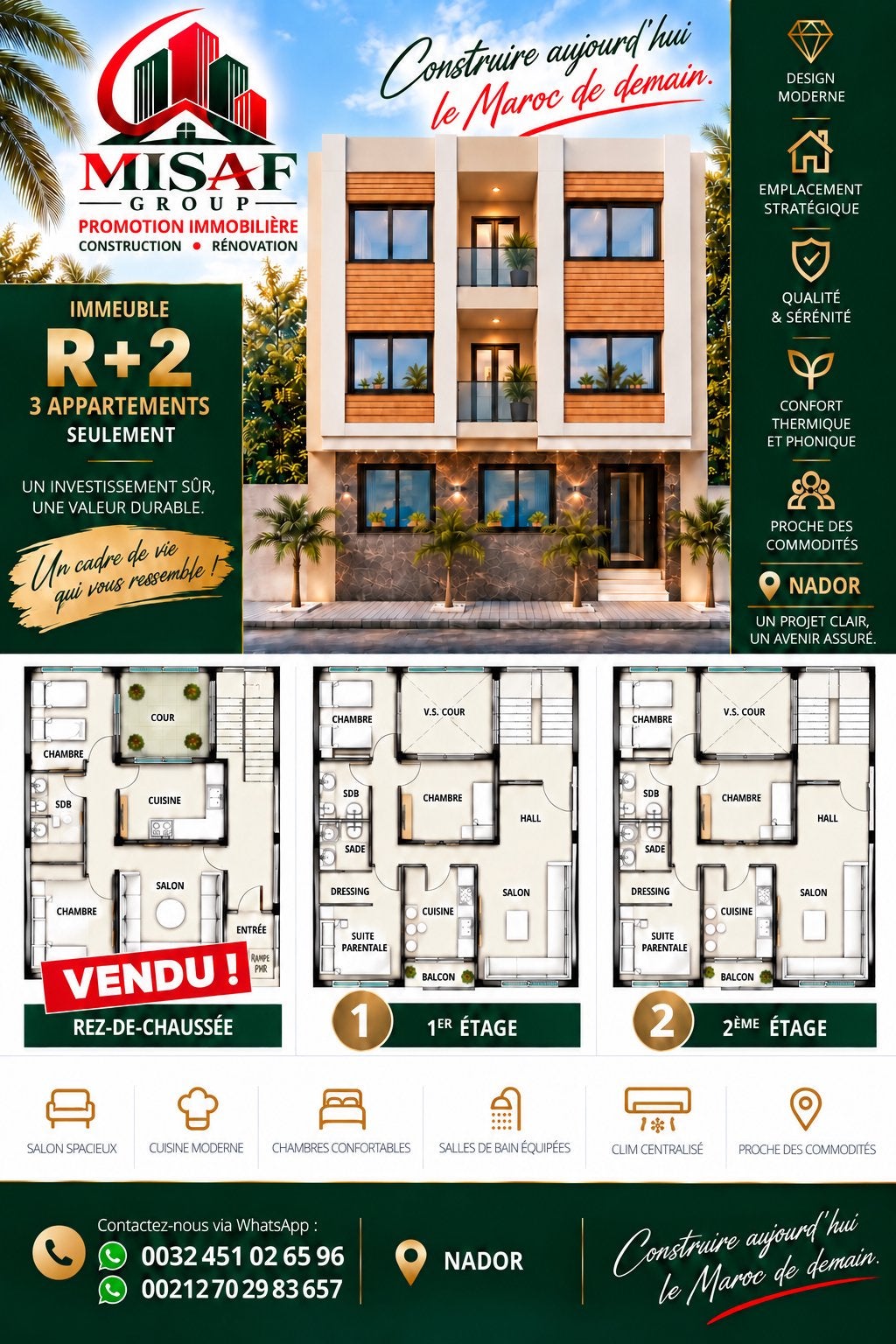 Appartement a vendre a nador, Immo, Ville, Hors Europe, 90 m², Appartement