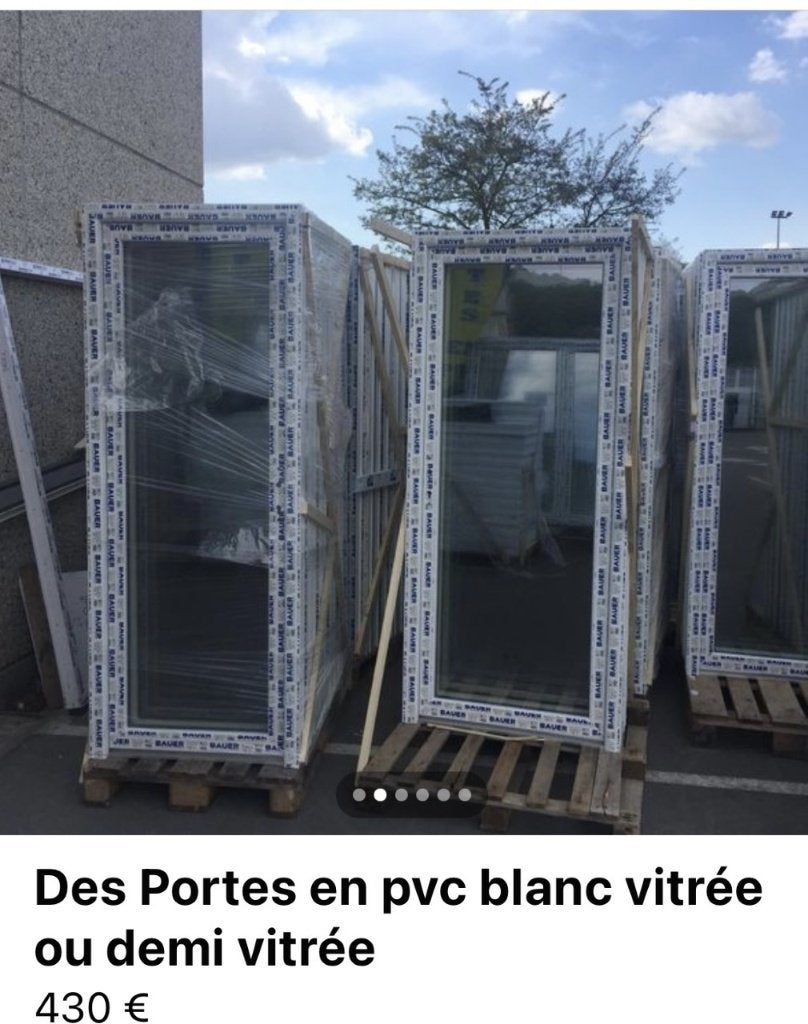 Porte en pvc blanc Vitrée ou demie vitrée poignée compris, Bricolage & Construction, Enlèvement, Neuf