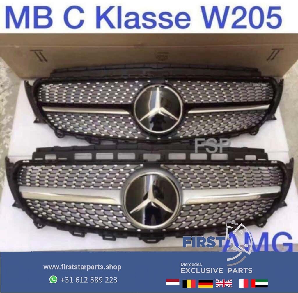 W205 diamond gril Mercedes C Klasse 2014-2019 diamant grille, Gebruikt, -, Ophalen of Verzenden, -