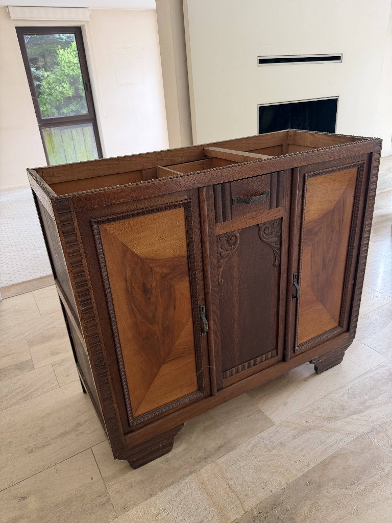 Buffet / meuble Art Déco en chêne massif à restaurer, Maison & Meubles, /, Avec porte(s), 100 à 150 cm, Enlèvement