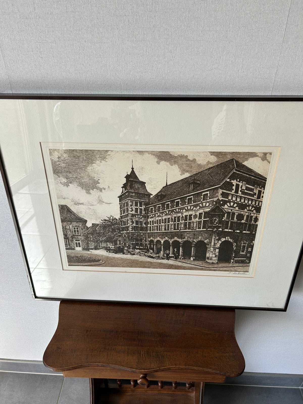 Ets Stadhuis borgloon ( Henri de buts ), Antiek en Kunst, Kunst | Etsen en Gravures, Ophalen of Verzenden, Ets