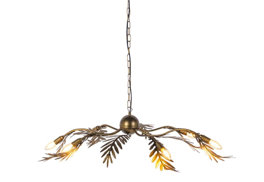 Retro - lampe suspendue vintage - 6 lumières  doré/laiton, Maison & Meubles, Lampes | Suspensions, Neuf, Enlèvement, Retro - Vintage