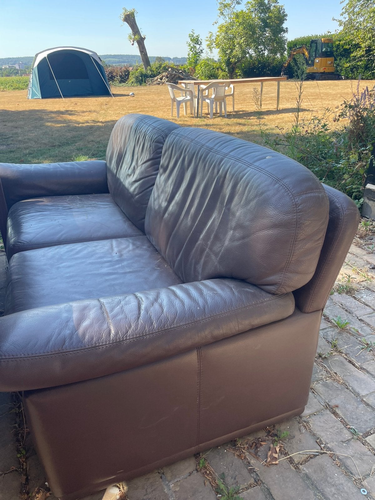 Leder salon, Huis en Inrichting, Ophalen, Gebruikt