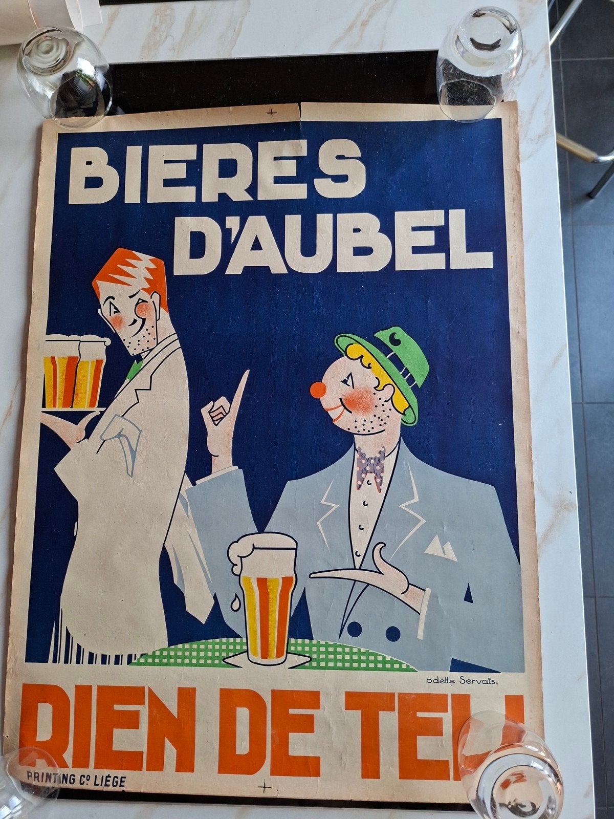 Affiche ancienne, bière de la brasserie Piron à Aubel, Collections, Posters & Affiches, Enlèvement ou Envoi