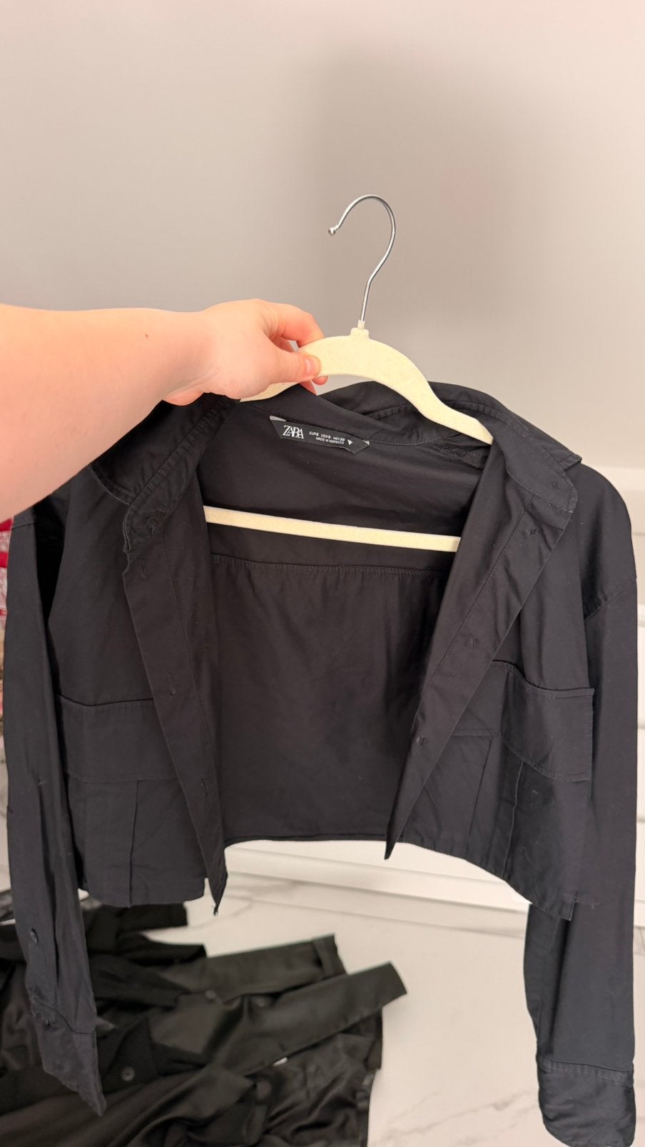 Zara cropped blouse S (36), Verzenden, Zo goed als nieuw, Maat 36 (S), Zwart