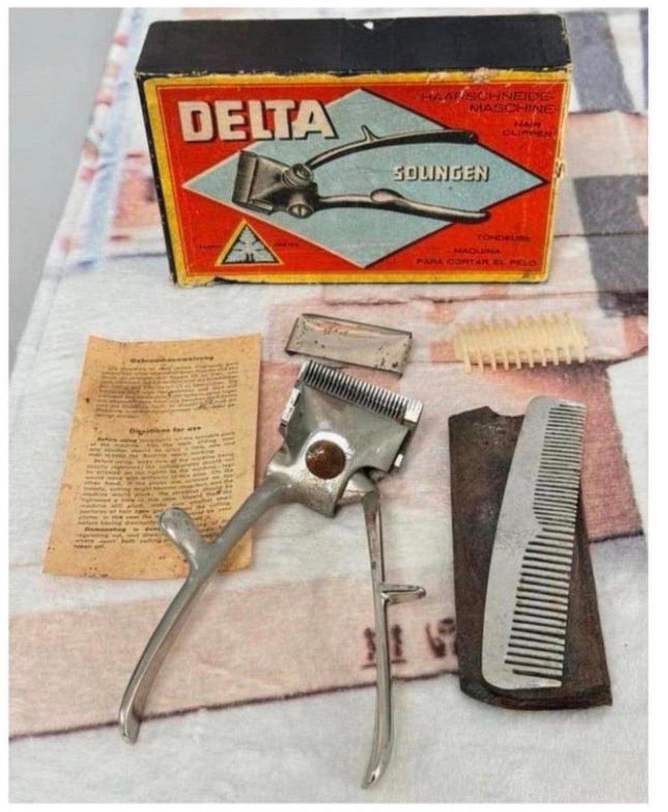 1951 - Tondeuse à main ancienne Delta Solingen complète, Antiquités & Art, Enlèvement ou Envoi