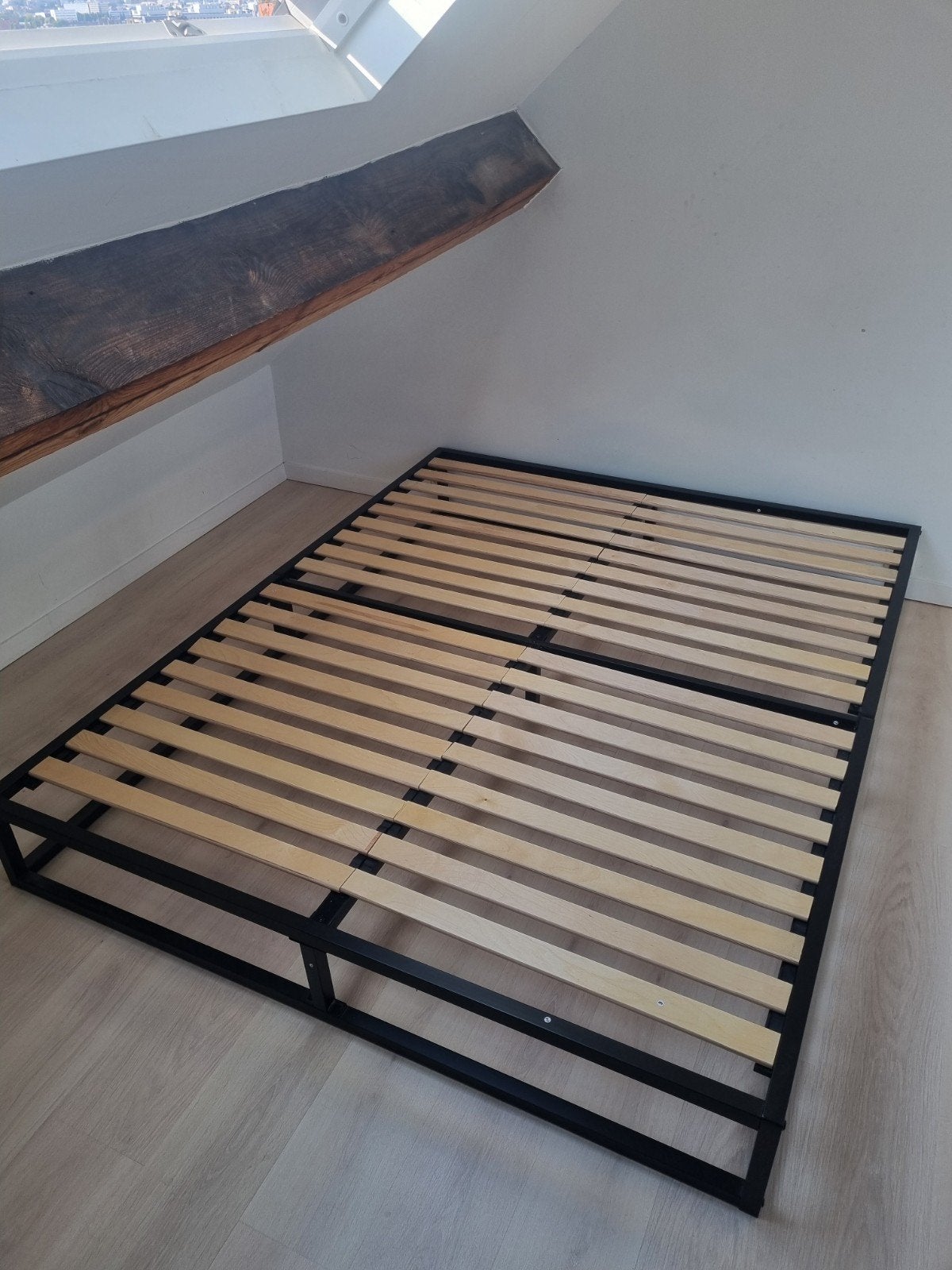 Sommier Lit métal Emma Original, Ophalen, Zwart, Tweepersoons, Zo goed als nieuw