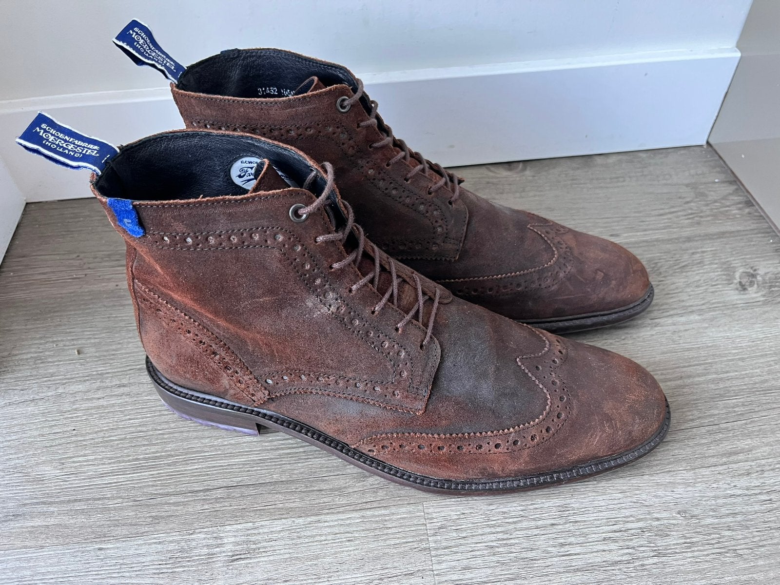 Floris van Bommel herenschoenen 9.5/43.5 amper gedragen, Bruin, Ophalen of Verzenden, Zo goed als nieuw, Veterschoenen