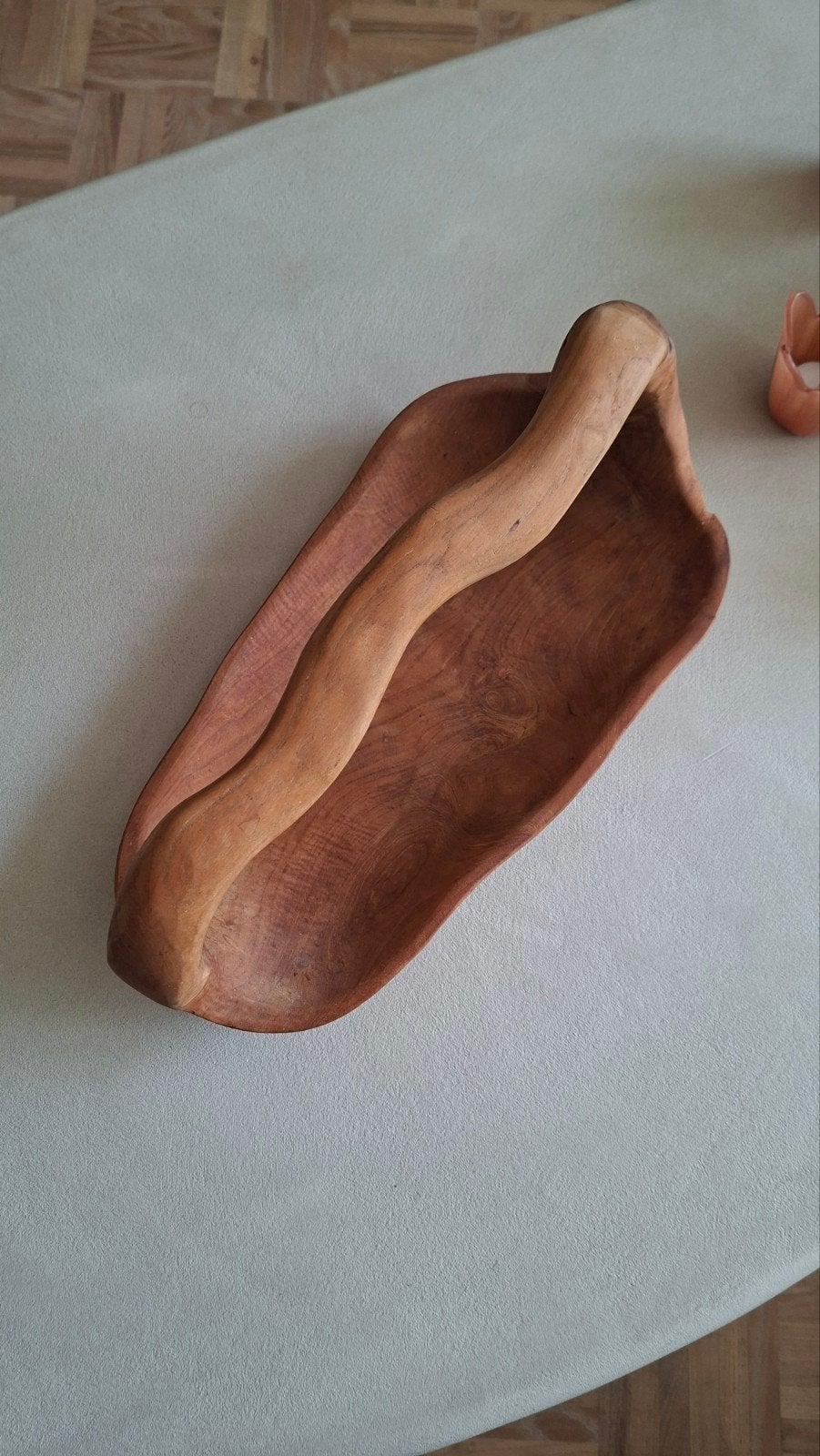 Handgemaakte schaal van teakhout, Ophalen, Zo goed als nieuw, Hout, Schaal