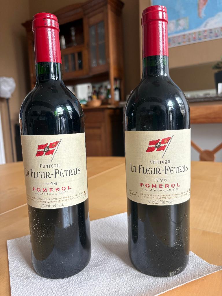 Duo van Château La Fleur-Pétrus 1996 - Pomerol (Bordeaux), Verzamelen, Wijnen, Nieuw, Rode wijn, Frankrijk, Vol, Ophalen
