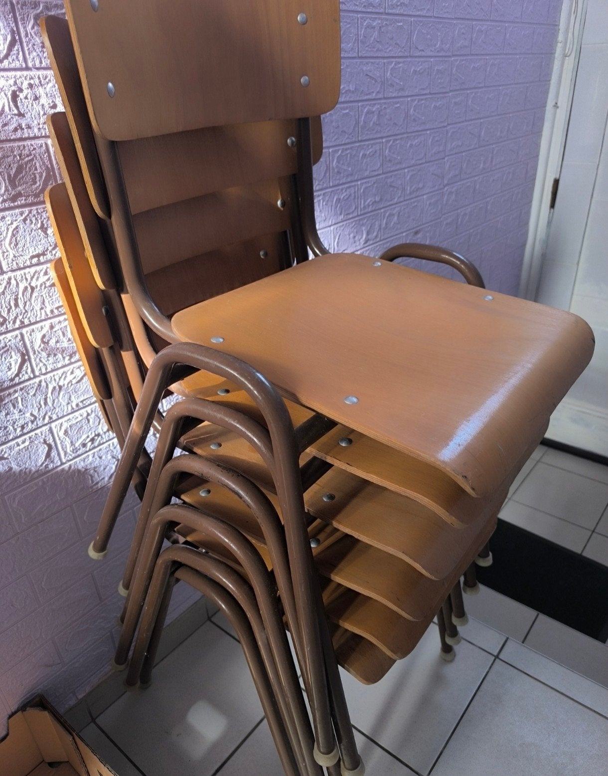 Lot de 6 chaises en bois structurable style vintage - Neuf, Enlèvement, Neuf, Autres types
