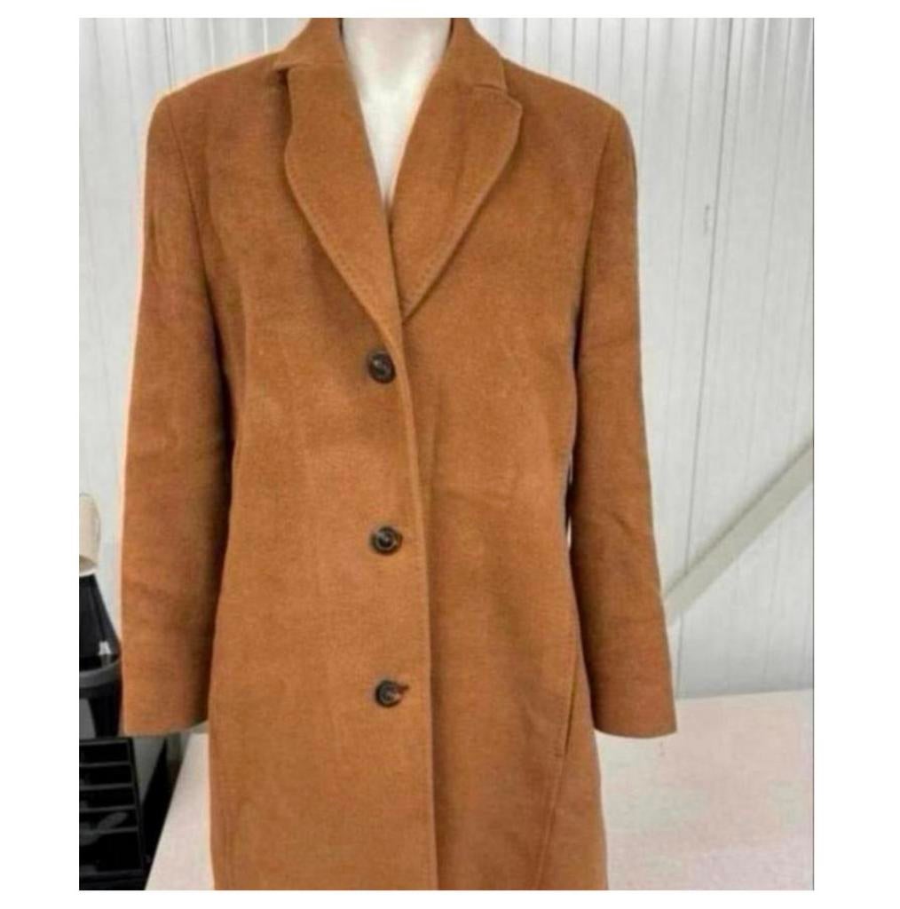 Trenchcoat vintage Veste luxe en laine angora-mohair Jobis L, Enlèvement ou Envoi, Comme neuf, Taille 42/44 (L), Brun