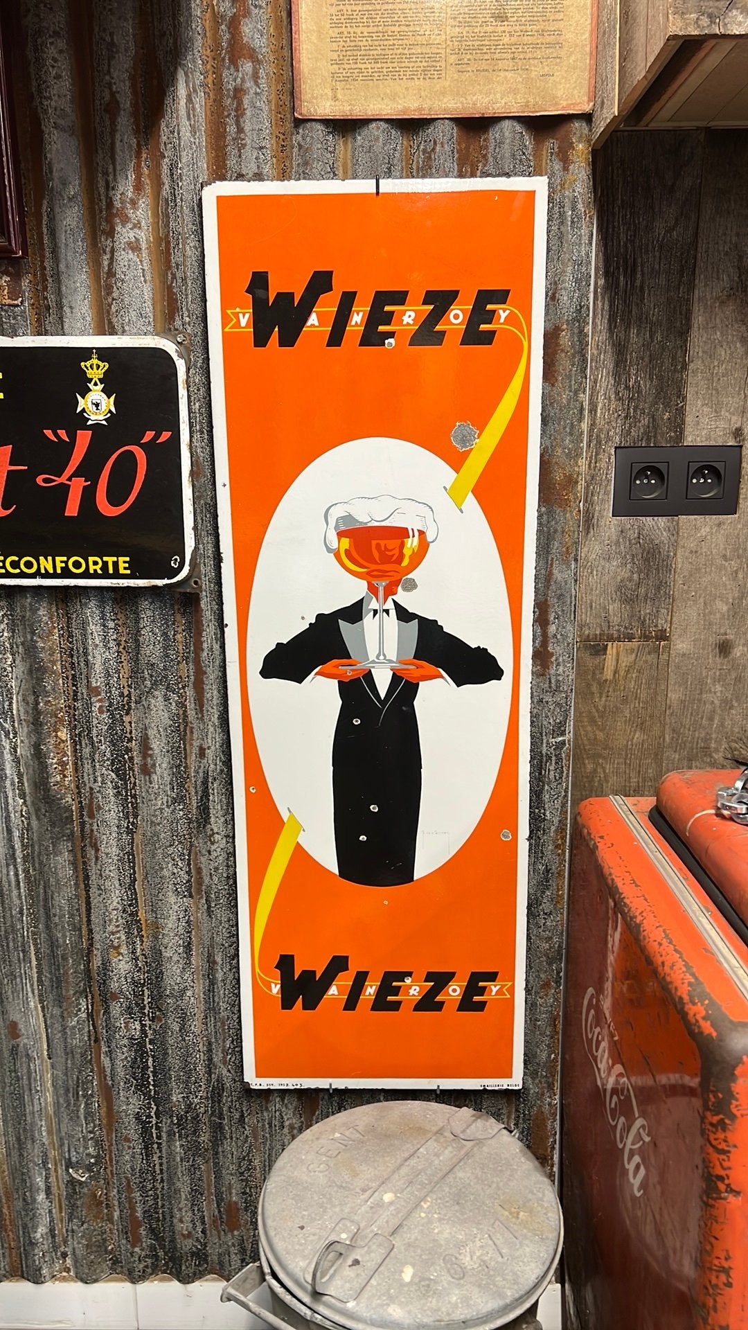 Wieze emaille bord, Ophalen, Zo goed als nieuw