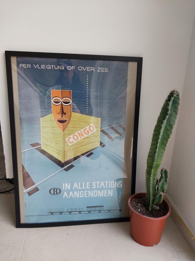 Poster NMBS in kader, Ophalen of Verzenden