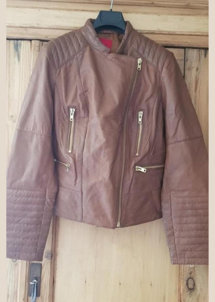 Lederen biker jas, Ophalen of Verzenden, Maat 42/44 (L)