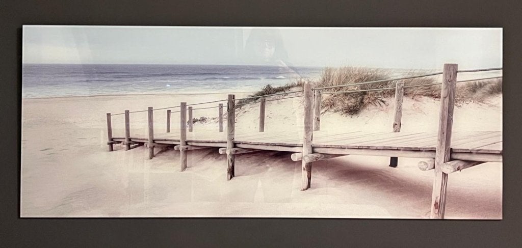 Photo décorative sur verre - descente de dune vers la plage, Antiquités & Art, Art | Dessins & Photographie, Enlèvement, Photo