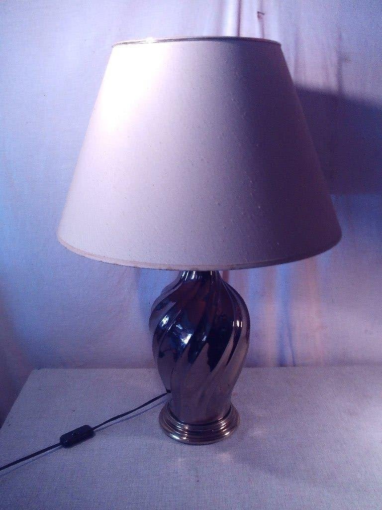 Prachtige Grote Retro Tafellamp in aardewerk en Kap - 66cm, Ophalen of Verzenden, Huis en Inrichting